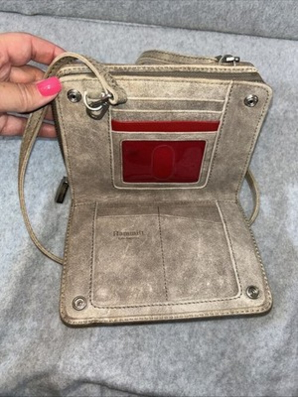 Hammitt Levy Leather Wallet Crossbody Bag, Gray Pewter Leather / Silver - Picture 4 of 6